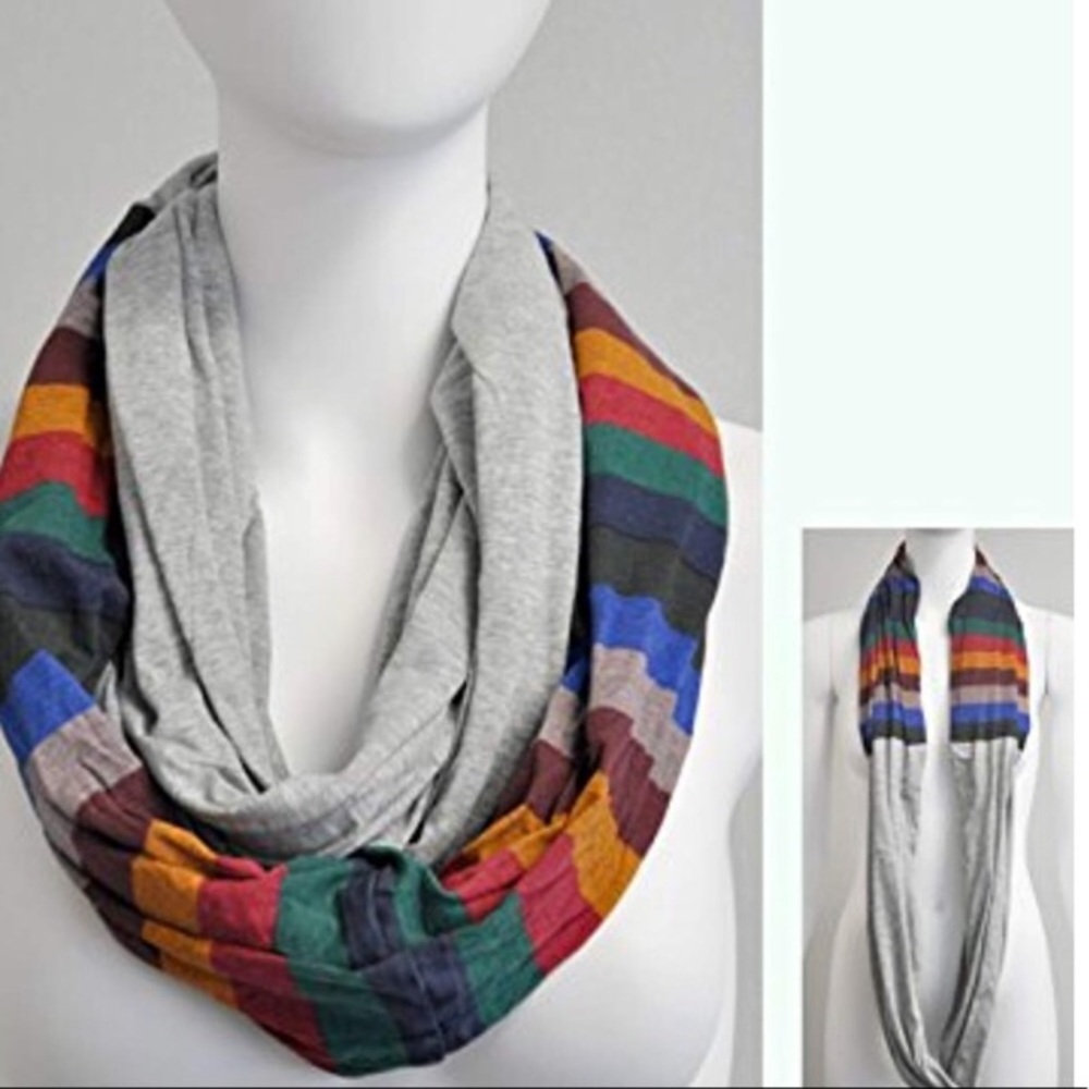 (2/$22) Sale🌈🧣Rainbow & Gray Infinity Scarf 🧣🌈